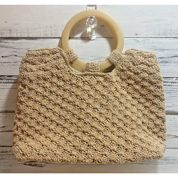 Crazy Horse Liz Claiborne Crocheted Cotton Woven Purse Boho Spring Summer Bag - Picture 1 of 8